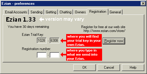 registration screen